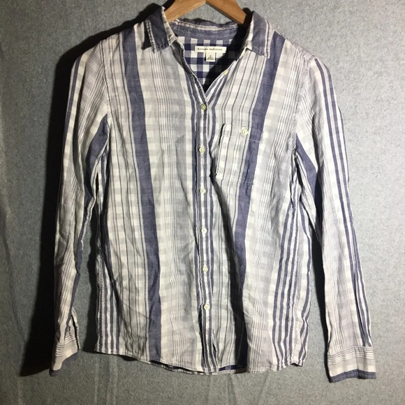 Womens Banana Republic Button Up Shirt Coastal Beachy Striped Boho Casual - Picture 1 of 6